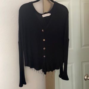 black waffle sweater